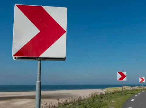 Sign sharp turn to right Stock Photos
