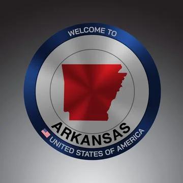 The Sign Shield style United states of America with message, Arkansas and Red Stock Illustration