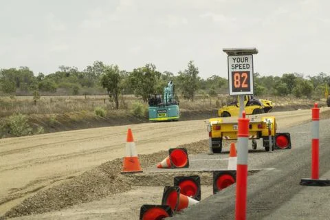 Sign Showing Driver Speed Through Roadworks Stock Photos