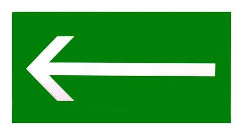 The sign shows the direction to the evacuation exit on a white background i.. Ilustración de archivo