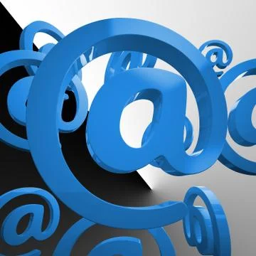At sign shows email messaging through web Stock Illustration