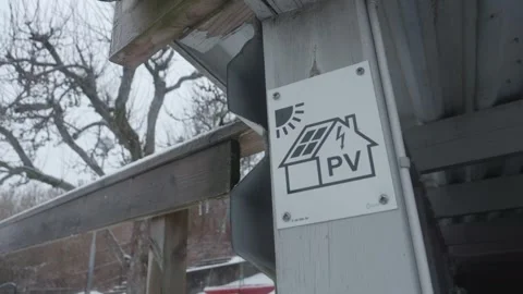 Sign for Solar Panel on a building in Sweden, Close up Stock-Footage 274872251