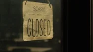 Sign Sorry We Are Closed On A Door Of A Bar, Restaurant Stock Footage