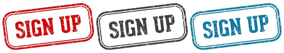 Sign up stamp. sign up rectangular stamp set isolated on white background Illustrazione stock