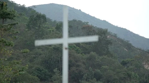 Sign stand in form of a cross missing sign 1 Stock Footage 108548217