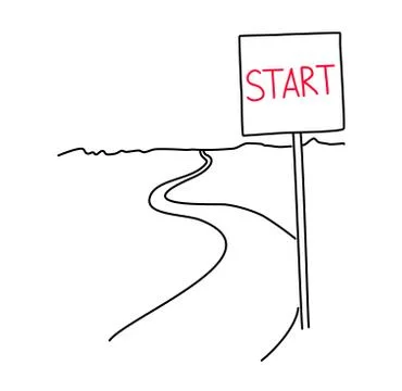 Sign Start on road. Concept Stock Illustration