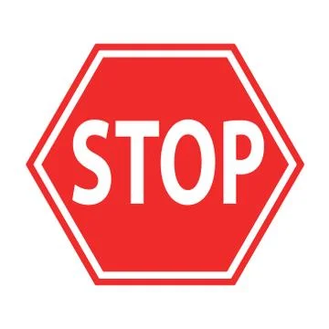 Sign stop blocking red on white icon, stock vector illustration Stock Illustration