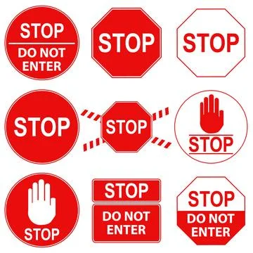 Sign STOP. Entry prohibited, prohibition sign red. Do not enter. Flat design Illustrazione stock