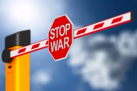 Sign stop war on sky background. 3D illustration Stock Illustration