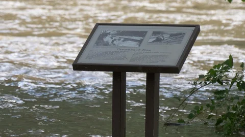 Sign stranded by high water - three views 4K Stock Footage 95793900