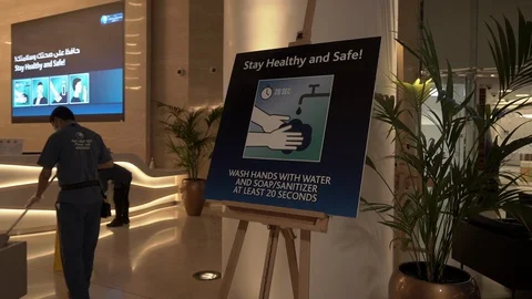 A sign on a table coronavirus Stock Footage 128841427