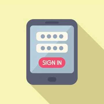 Sign in tablet device icon flat vector. New member online Stock Illustration