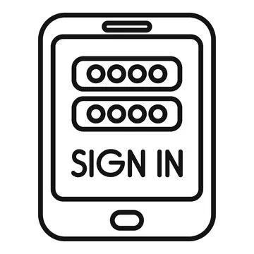 Sign in tablet device icon outline vector. New member online Stock Illustration