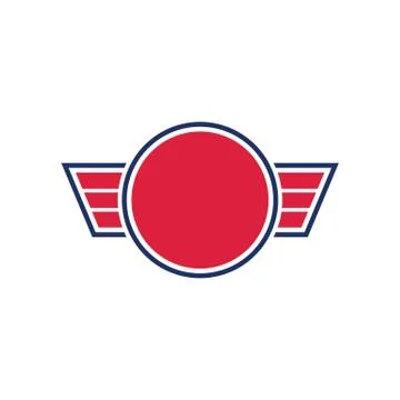 Sign template consisting of stylized red wings and circles vector illustratio Stock Illustration