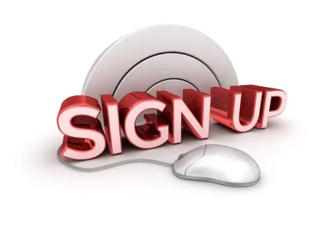 Sign Up text,  3d Concept isolated on white Illustrazione stock
