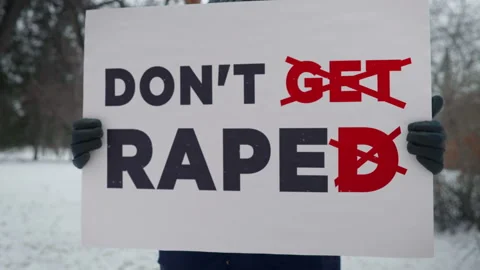 Sign With Text Dont Rape Calling Society To Respect Victims Of Sexual Assault Stock Footage 163415664