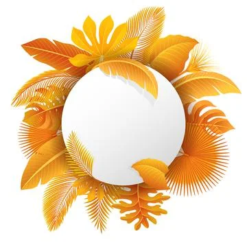 Sign with Text Space of Turn Yellow Tropical Leaves. Suitable For Nature Co.. Stockillustratie