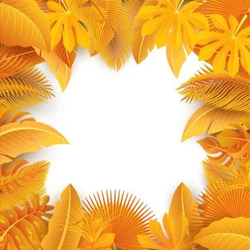 Sign with Text Space of Turn Yellow Tropical Leaves. Suitable For Nature Co.. Illustrazione stock