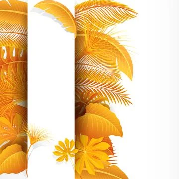 Sign with Text Space of Turn Yellow Tropical Leaves. Suitable For Nature Co.. Stock-Illustration