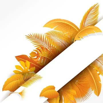 Sign with Text Space of Turn Yellow Tropical Leaves. Suitable For Nature Co.. Stock-Illustration