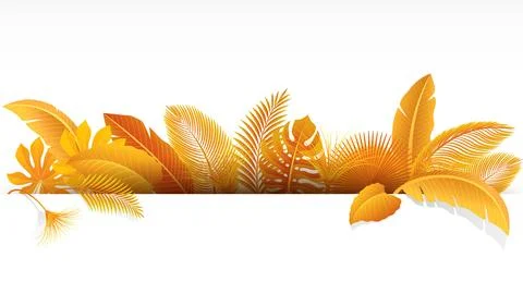 Sign with Text Space of Turn Yellow Tropical Leaves. Suitable For Nature Co.. Stock-Illustration
