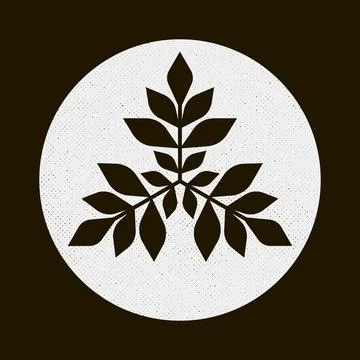 Sign of three branches with leaves Illustrazione stock