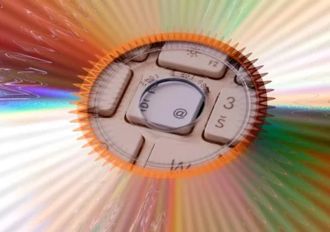 At-sign through a CD Hole Stock Photos