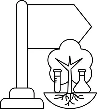 A sign with a tree and a flag on it Stock Illustration