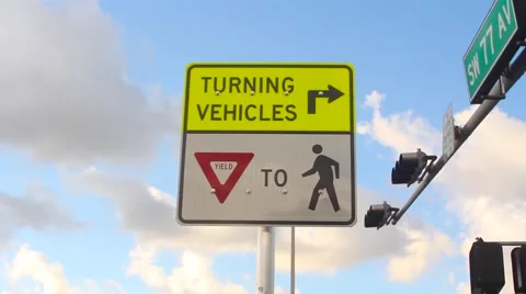 SIGN - TURNING VEHICLES  Stock Footage 65188103