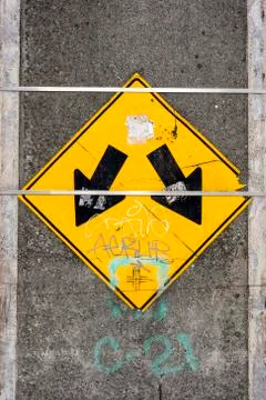 Sign With Two Arrows Stock Photos