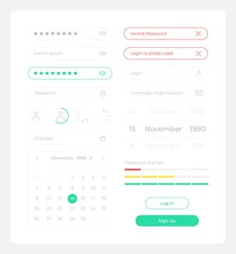 Sign up UI elements kit 库存插图