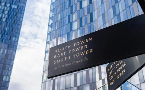 Sign under Deansgate Square Stock Photos