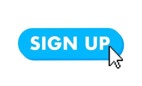 Sign us button with cursor. Pointer click. Vector web button. Illustrazione stock