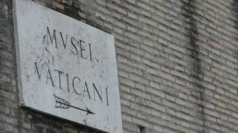 Sign For The Vatican Museum Inside Vatican City, Italy Stock Footage 155086815