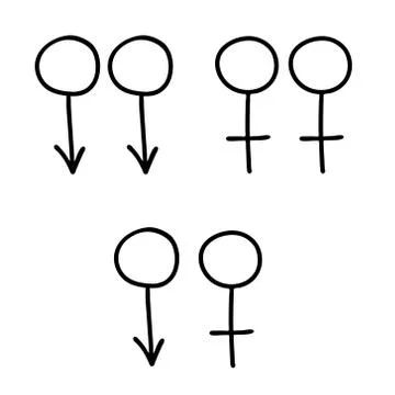 Sign of Venus and Mars. Same-sex or same-sex couples. Illustrazione stock