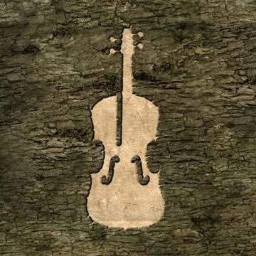 Sign violin on the bark Stock Illustration