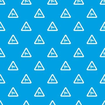 Sign warning about cross wind from the left pattern seamless blue Stock Illustration