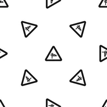 Sign warning about cross wind from the left pattern seamless black Stock Illustration