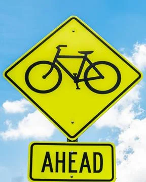 Sign as warning for bicycle riding Stock-Fotos