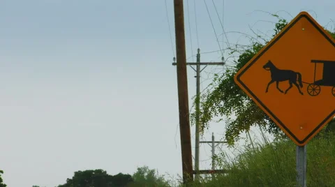 A Sign Warning Drivers of Amish Buggies in the Area Stock Footage 50032165
