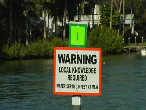 Sign "Warning local knowledge required" Stock Footage 41386605