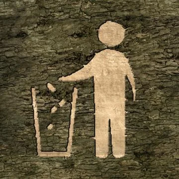 Sign wastebasket on the bark Stock-Illustration