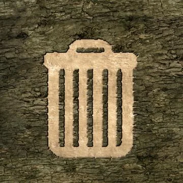 Sign wastebasket on the bark Stock-Illustration