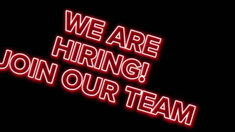 Sign WE ARE HIRING! JOIN OUR TEAM the glowing red neon. Stock Footage 202017338