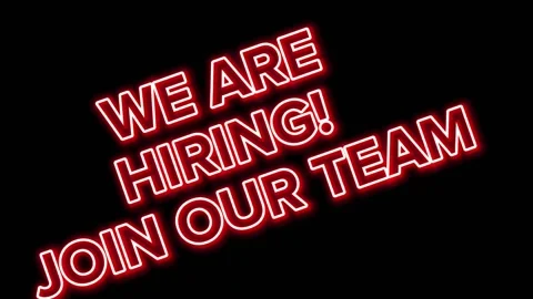 Sign WE ARE HIRING! JOIN OUR TEAM the glowing red neon. Stock Footage 202017548