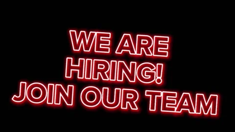 Sign WE ARE HIRING! JOIN OUR TEAM the glowing red neon. Stock Footage 202017572