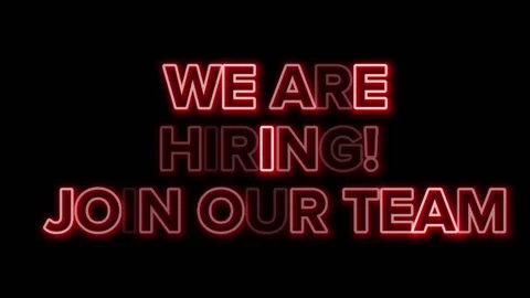 Sign WE ARE HIRING! JOIN OUR TEAM the glowing red neon. Stock Footage 202017633