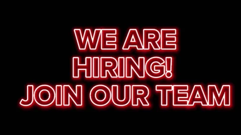 Sign WE ARE HIRING! JOIN OUR TEAM the glowing red neon. Stock Footage 202017649