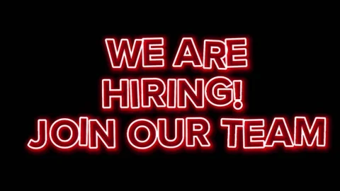 Sign WE ARE HIRING! JOIN OUR TEAM the glowing red neon. Stock Footage 202017669