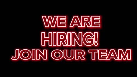 Sign WE ARE HIRING! JOIN OUR TEAM the glowing red neon. Stock Footage 202017692